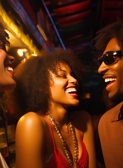 A group of friends laughing and enjoying each other